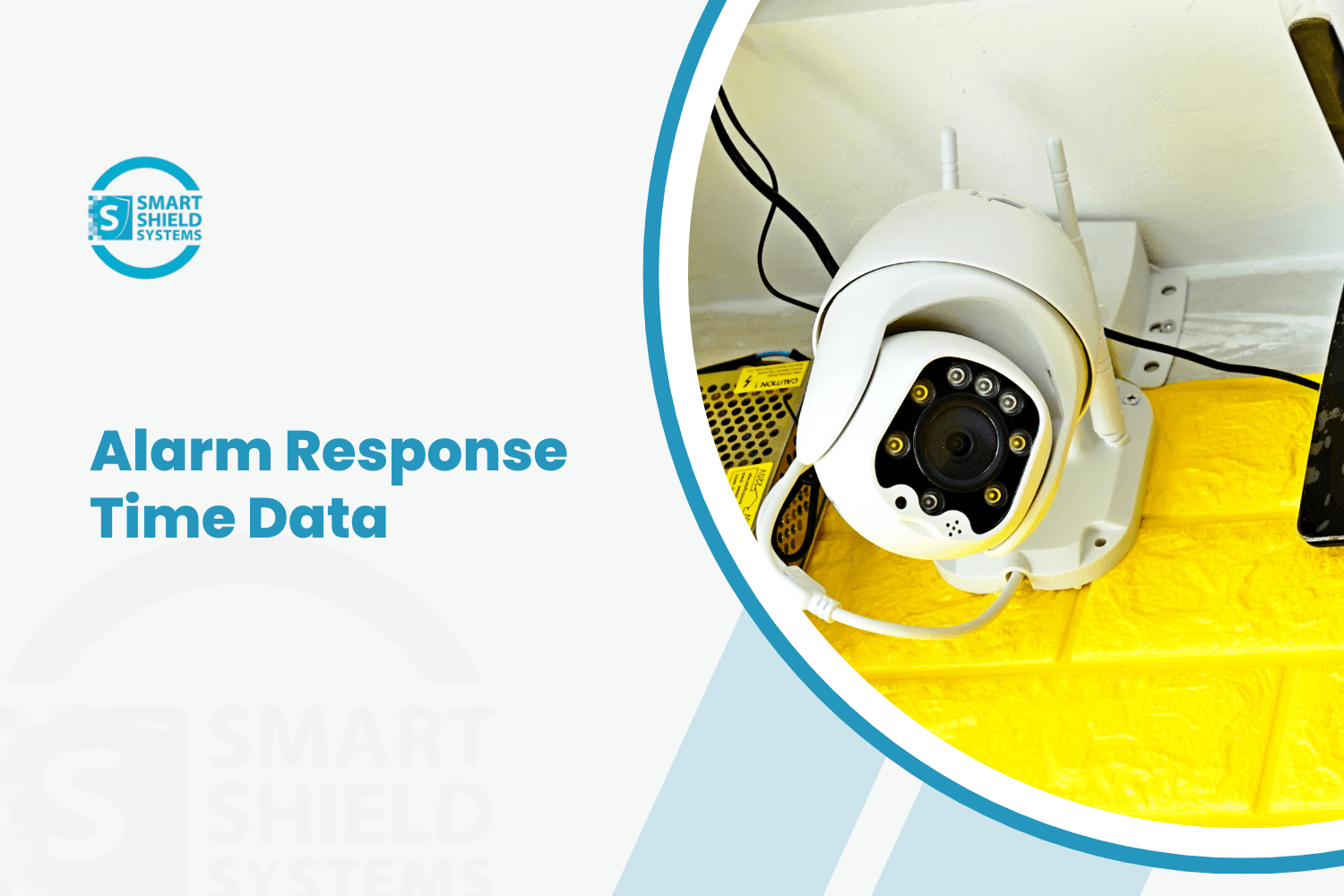 Smart Shield Systems PTZ security camera mounted indoors displaying alarm response monitoring equipment